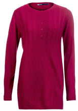 Load image into Gallery viewer, Ladies Ribbed Soft Cable Knitted 4 Placket Button Jumper