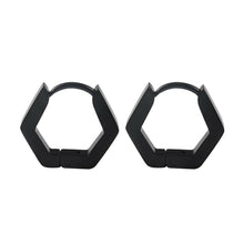 Load image into Gallery viewer, Unisex Black Smooth Hexagon Titanium Steel Hoop Earring