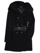 Load image into Gallery viewer, Womens Black Shawl Collar Double Breasted Winter Coat