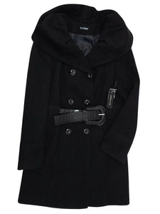 Black Shawl Collar Double Breasted Winter Coat