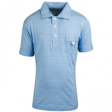 Load image into Gallery viewer, Blue &amp; White Multi Stripe Polo T-Shirt Top
