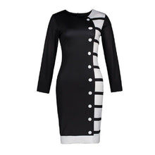 Load image into Gallery viewer, Black & White Elegant Patchwork Bodycon Dress