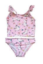 Load image into Gallery viewer, Girls Pink Unicorn Tankini Two Piece Swimming Costume