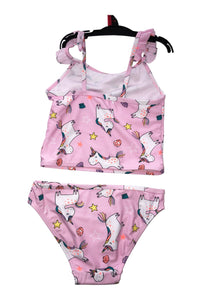 Girls Pink Unicorn Tankini Two Piece Swimming Costume