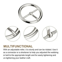 Load image into Gallery viewer, Silver 4 Pieces 64mm Round Single Prong Buckle Pin Centre Bar Buckles for Belts
