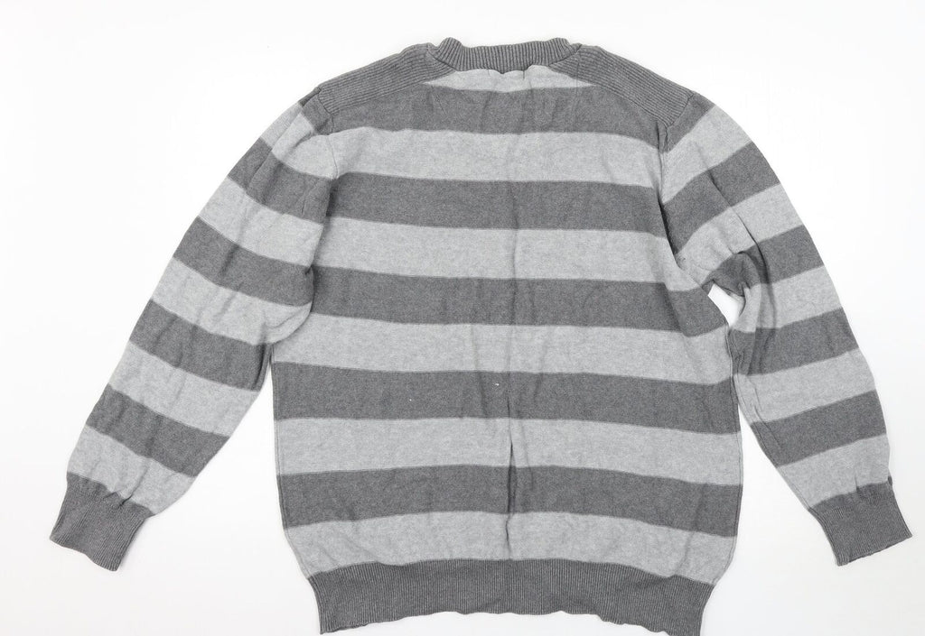 Mens George Grey Striped Twin Effect Knit Jumper.
