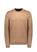 Mens Brown Knitted Ribbed Crew Neck Jumper