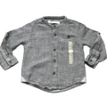 Boys Toddlers Grey Cotton Stand Collar Button Long Sleeve Shirts