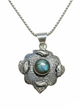 Load image into Gallery viewer, Ladies 925 Silver Plated Firey Labradorite 2" Pendant and Chain Necklace
