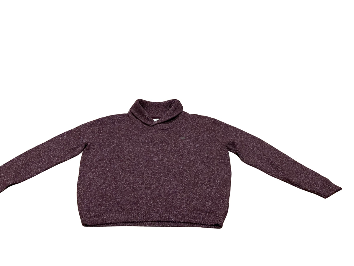 Mens Burgundy Plus Size Shawl Collar Thick Knit Long Sleeve Sweater Jumper 3XL