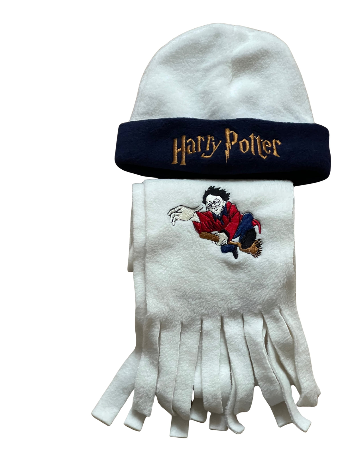 Boys Girls Harry Potter Navy & Cream Soft Fleece Warm Autum Winter Cap & Scarf