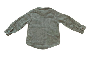Boys Toddlers Khaki Cotton Stand Collar Button Long Sleeve Shirts