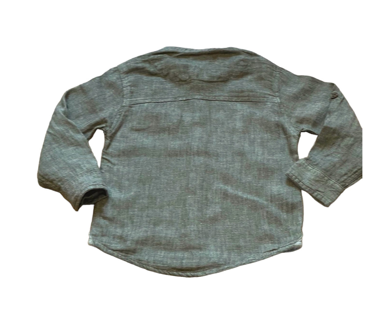 Boys Toddlers Khaki Cotton Stand Collar Button Long Sleeve Shirts