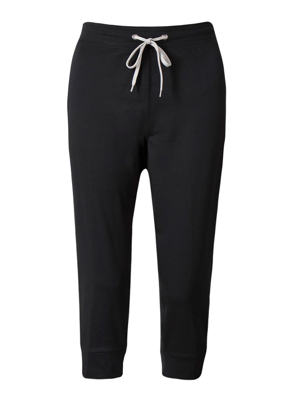 Ladies Black 3/4 Bottoms Elasticated Waist Tie Joggers