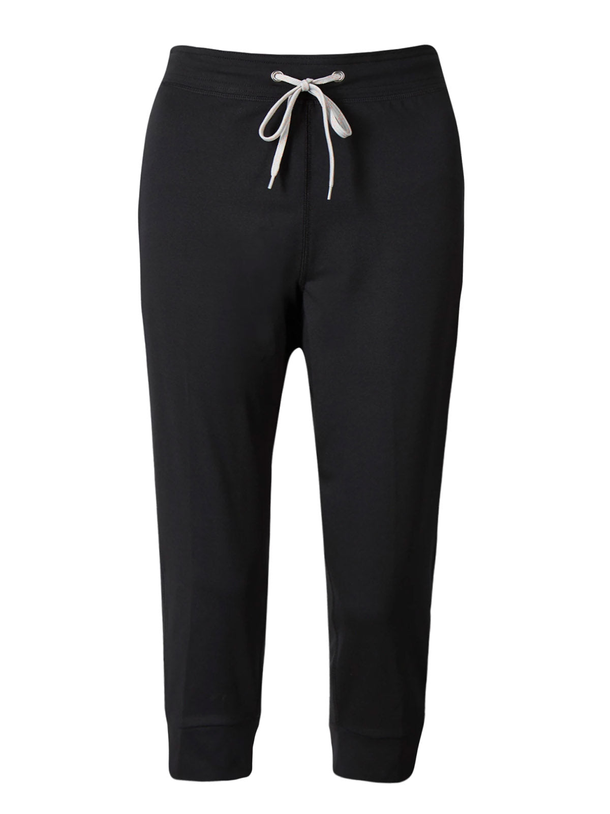 Ladies Black 3/4 Bottoms Elasticated Waist Tie Joggers