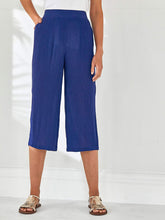 Load image into Gallery viewer, Ladies Julipa Navy Crinkle Cropped Elasticated Waist Trousers
