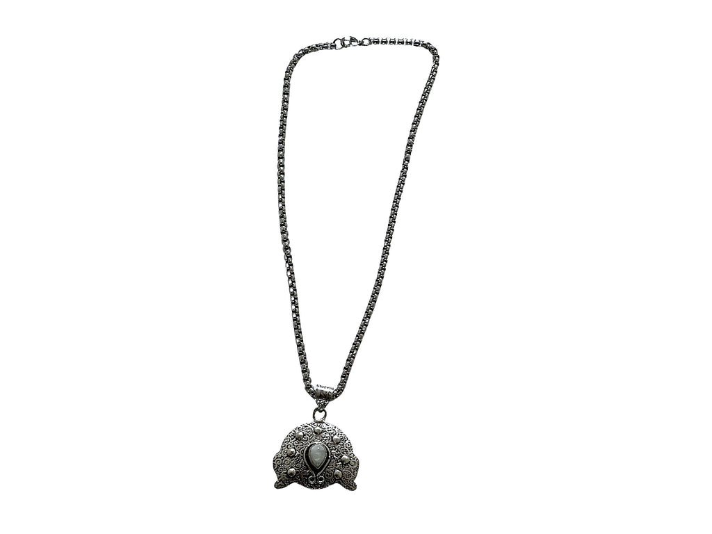 Ladies Silver Oval Moonstone 925 Silver Plated Handmade Pendant Womens Necklace
