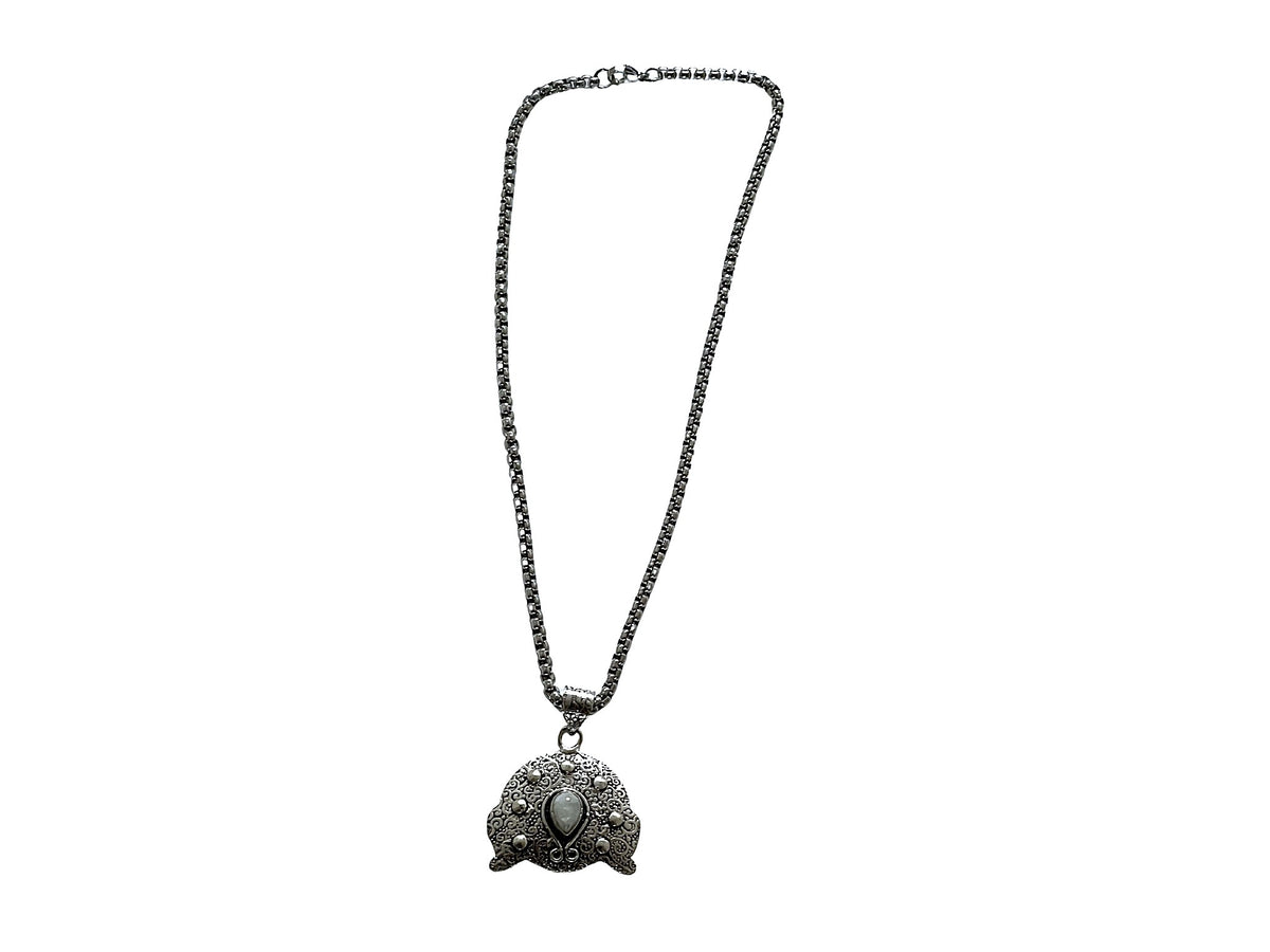 Ladies Silver Oval Moonstone 925 Silver Plated Handmade Pendant Womens Necklace