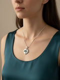 Ladies 925 Silver Plated Firey Labradorite 2" Pendant and Chain Necklace