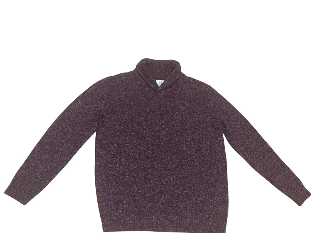 Mens Burgundy Plus Size Shawl Collar Thick Knit Long Sleeve Sweater Jumper 3XL
