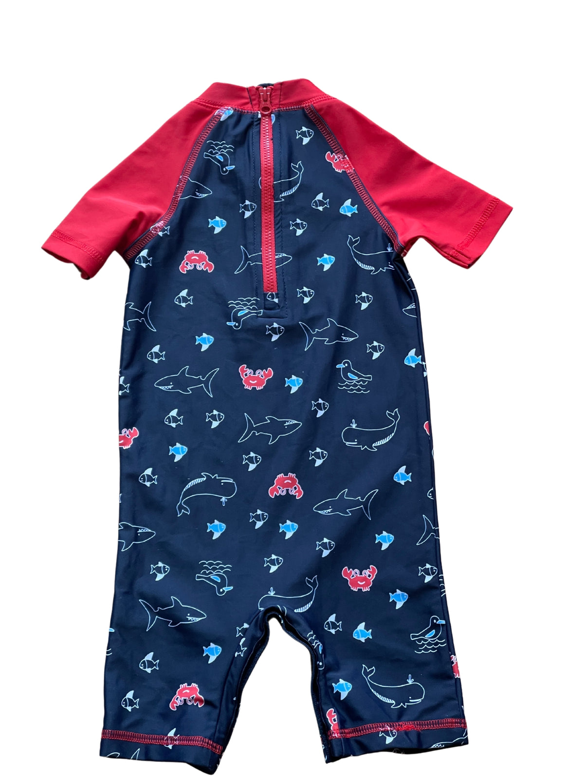Boys Toddlers Navy Fish Print Sunsafe UV40+ All in one Swimming Suits