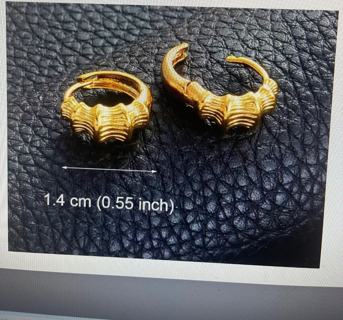 Ladies Girls Small Thick Mid Stripe Bamboo Joint Gold Plated Earrings