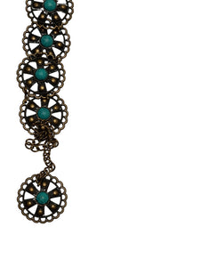 Ladies Vintage Bronze Round Metal Bead Centre Link Adjustable Buckle Waist Belts