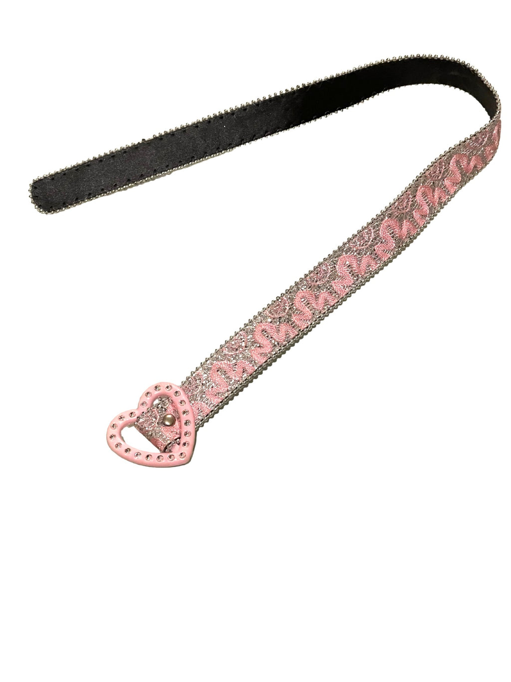 Girls Pink Floral Embroidery Sequin Adjustable Heart Buckle Party Belts
