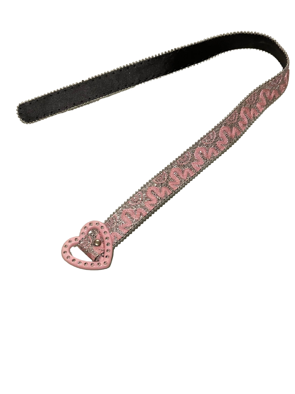 Girls Pink Floral Embroidery Sequin Adjustable Heart Buckle Party Belts