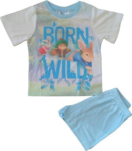 Boys Official Peter Rabbit Blue Shorts Summer Pyjamas Set