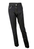 Ladies Ms Mode Black Denim Crinkle Effect Straight Leg Plus Size Jeans