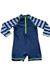 Load image into Gallery viewer, Boys Toddlers Navy &amp; White Cool Print Sunsafe UV40+ One Piece Swim Suit
