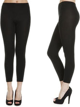 Load image into Gallery viewer, Ladies Black Thick Thermal Fleece Lined Stretchy Full Length Footless Leggings
