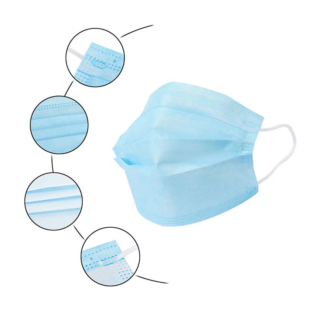 Face Mask Disposable Non Surgical Nonwoven 3Ply Breathable Nose Mouth Protection