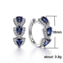 Load image into Gallery viewer, Ladies Girls Elegant Silver Huggie Round Blue Red Crystal Hoop Earrings
