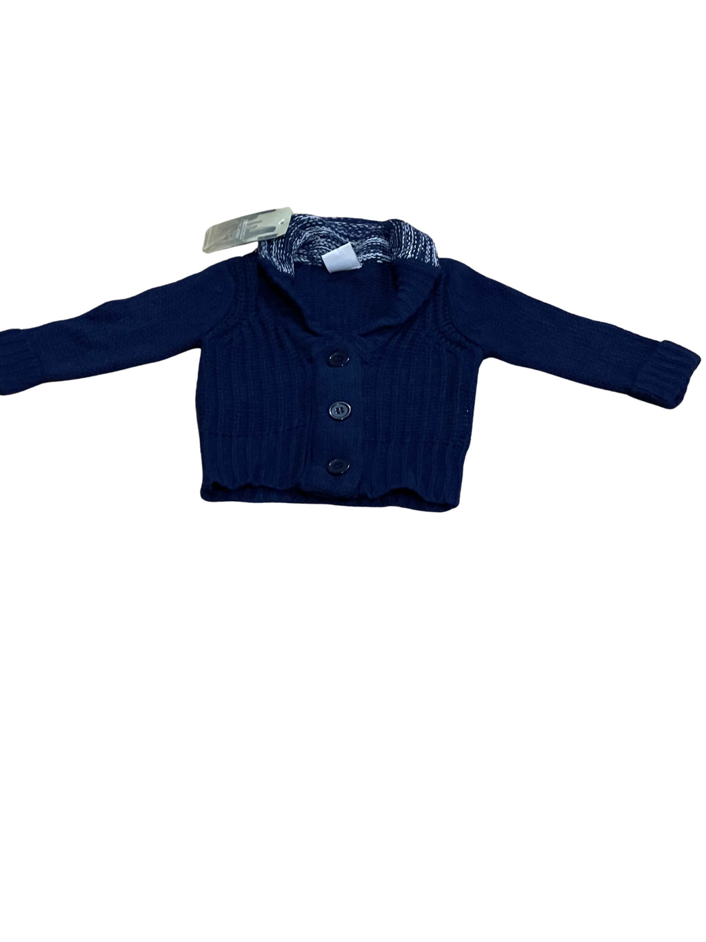 Baby Boys Navy Stripe Open Collar Buttons Thick Cable Knit Longsleeve Cardigans