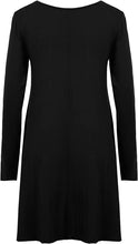 Load image into Gallery viewer, Ladies Plain Jersey Flared Swing Long Sleeve Soft Stretchy Short Dress
