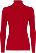 Girls Red Ribbed Polo Neck Knitted Longsleeve Jumper
