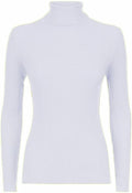 Girls White Ribbed Polo Neck Knitted Longsleeve Jumper