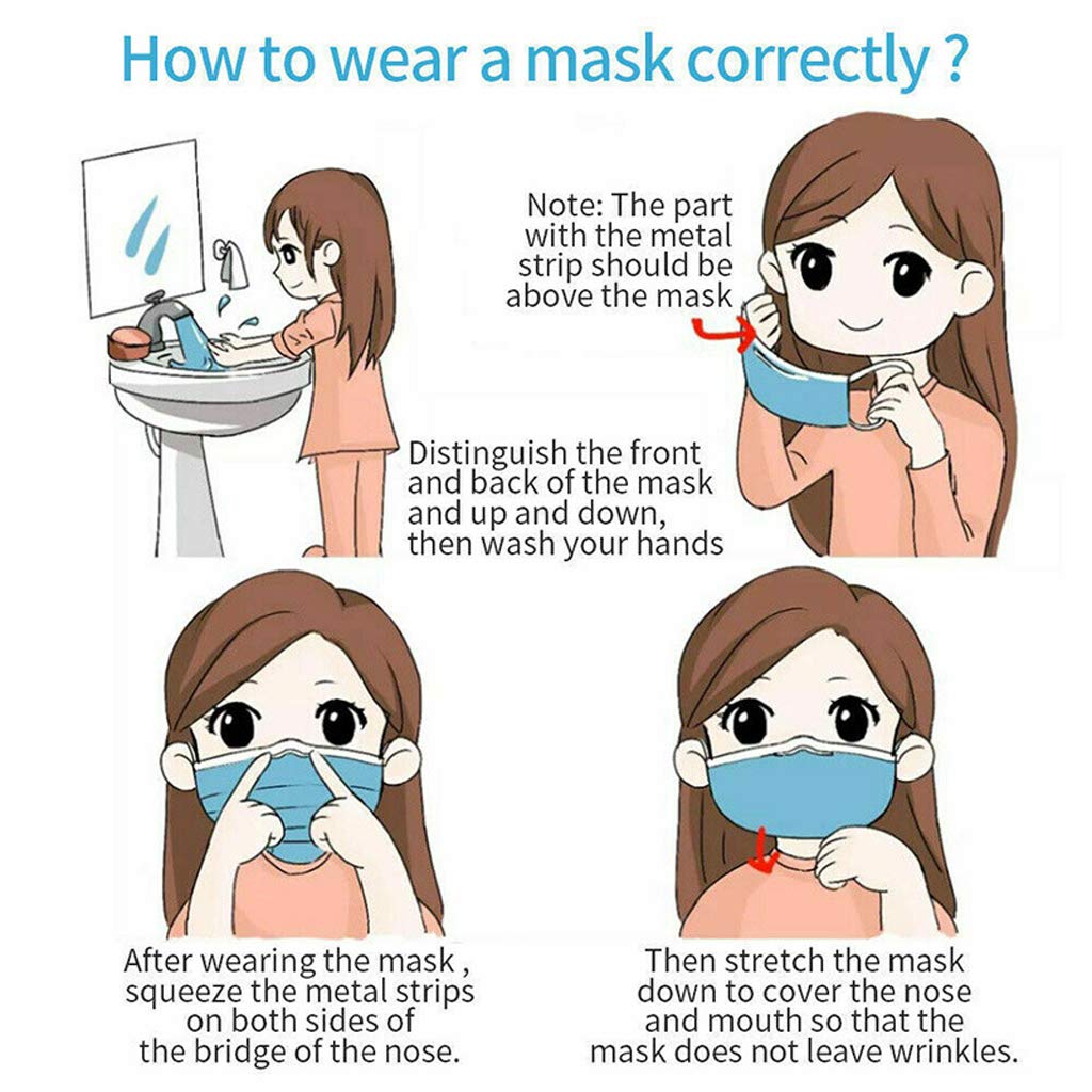 Face Mask Disposable Non Surgical Nonwoven 3Ply Breathable Nose Mouth Protection