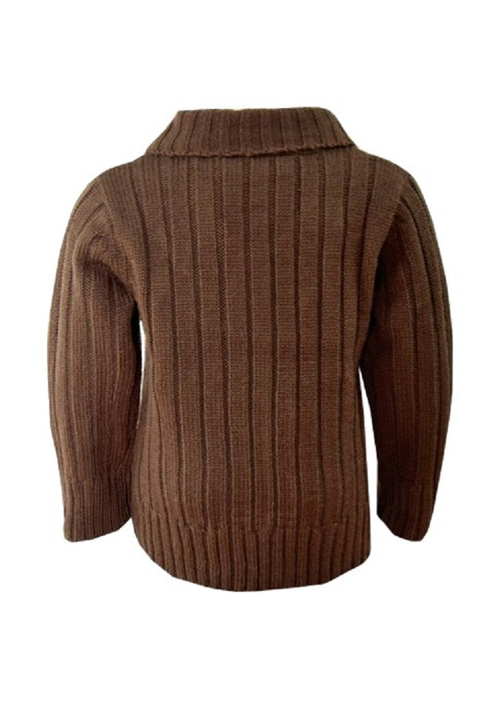 Baby Boys Brown Cable Knit Collared Jumper