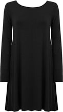 Load image into Gallery viewer, Ladies Plain Jersey Flared Swing Long Sleeve Soft Stretchy Short Dress
