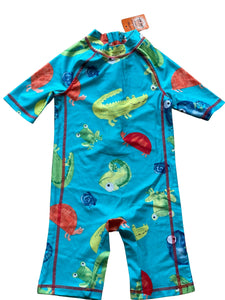 Boys Turquoise Crocodile Multi Prints Swimwear Sunsafe UV40+ Swimming Suits