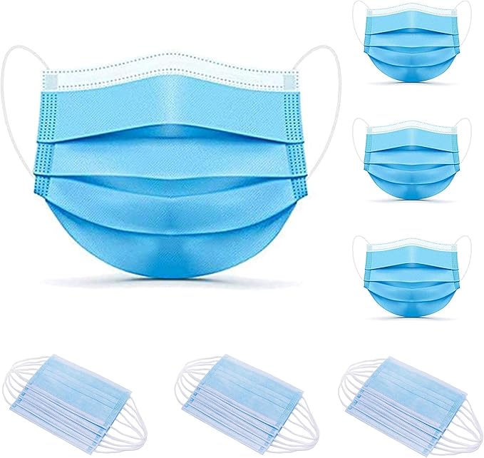 Face Mask Disposable Non Surgical Nonwoven 3Ply Breathable Nose Mouth Protection