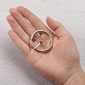 Silver 4 Pieces 64mm Round Single Prong Buckle Pin Centre Bar Buckles for Belts