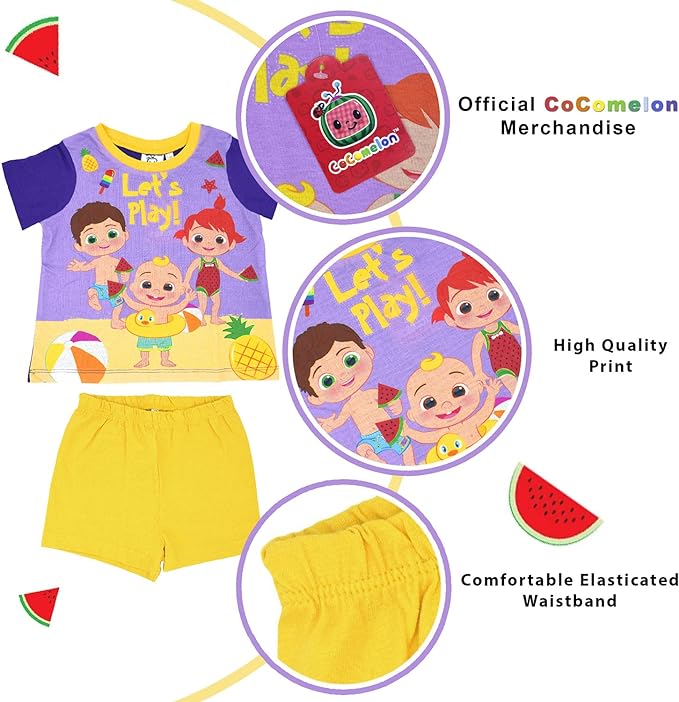 Girls Cocomelon Lets Play Shortie Top & Shorts Pyjamas Set
