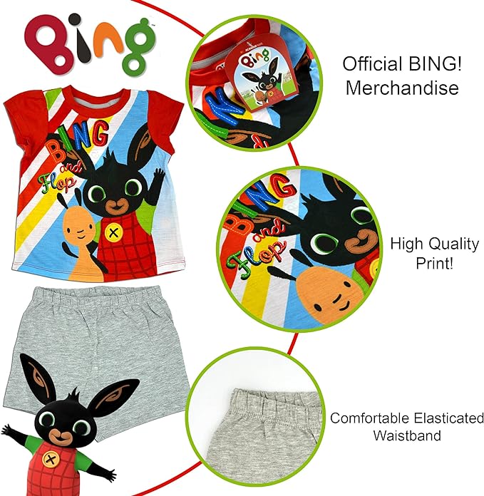 Girls Toddlers CBeebies Bing & Flop Shortsleeve Top & Shorts Shortie Pyjamas