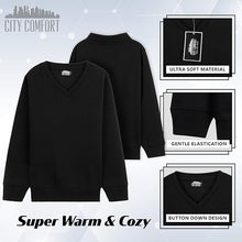 Load image into Gallery viewer, Boys Girls Black V Neck Fleece Pullover Casual School Jumper 2 Pack Sweatshirts
