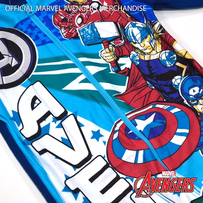 Boys Avengers Blue Multi Soft Micro Fleece All In One Pyjamas