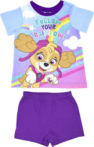 Girls Paw Patrol Follow Your Rainbow Shortie Pjs Summer Nightwear
